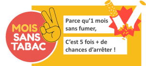 Affiche mois sans tabac jaune et rouge avec des cigarettes